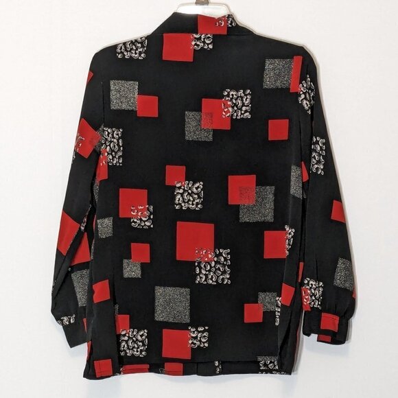 Women's ALLISON DALEY, Black/Red, Long Sleeved Button Blouse; Shell; Size PS - Picture 3 of 4